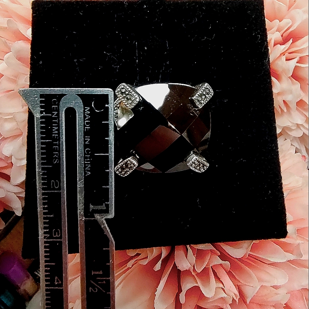 Large Black Stone Ring - image 3